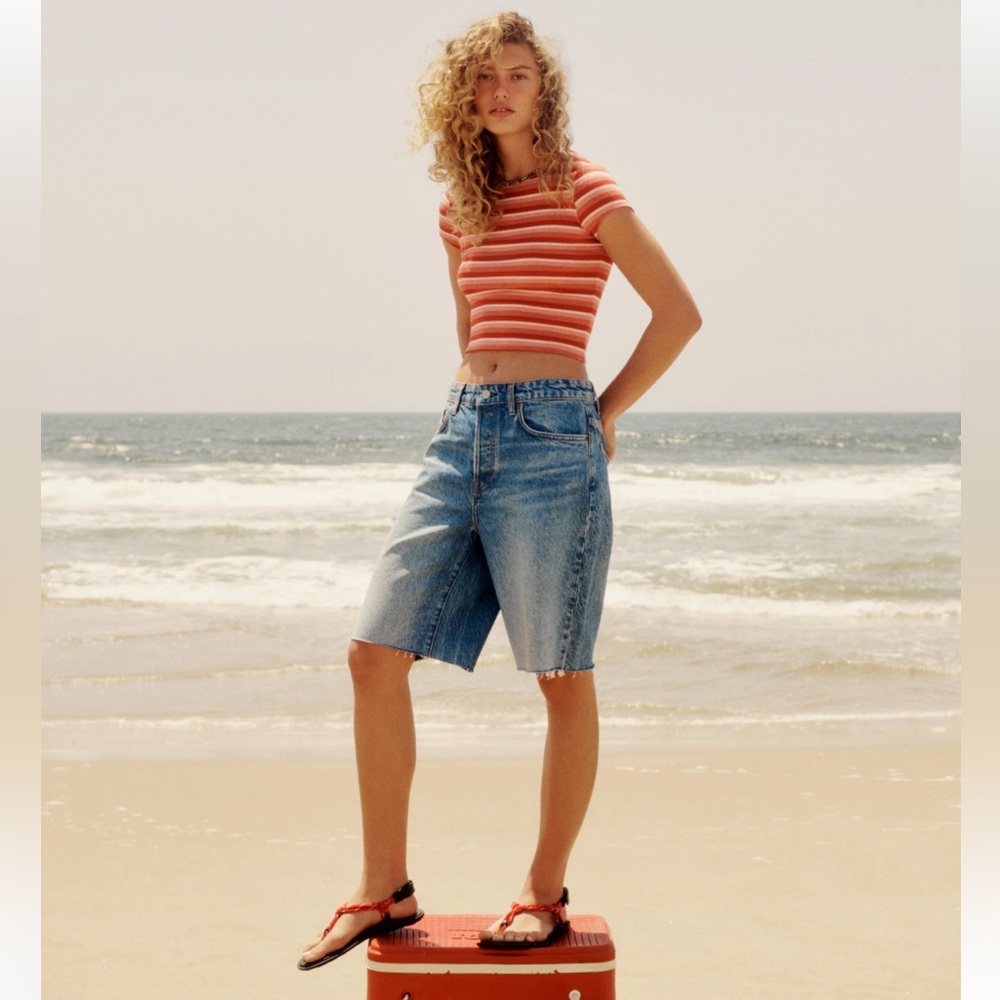Reformation Raye Mid Rise Denim Jorts Blue - Size 24
